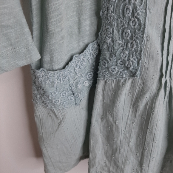 Logo Lavish Shirt Blouse Swiss Dot Green Embroidered Buttoned Women's Size S - Picture 3 of 14